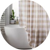 A Habitat Neutral Print Anti Bac Finish Shower Curtain in Natural finish.