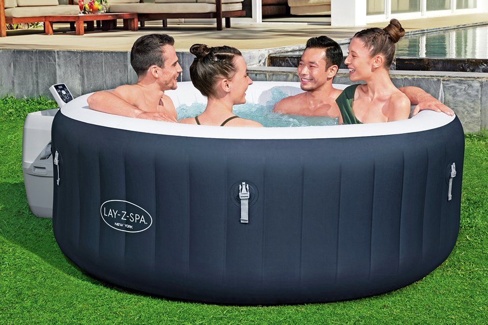 A Lay-Z-Spa New York 4 person AirJet hot tub.