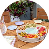 Outdoor dinnerware and cutlery.