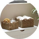 Decorative baskets and boxes.