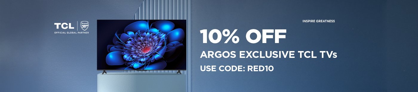 TCL. 10% off Argos exclusive TCL TVs use code: RED10.