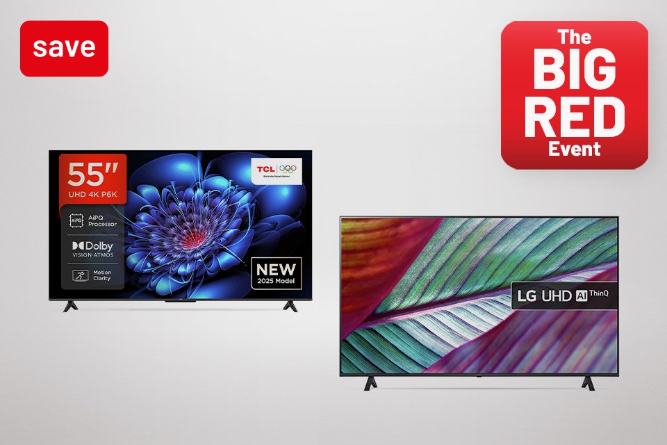 The Big Red Event. Save up to 20% across selected TVs and soundbars this Big Red. Use codes RED10 & RED20.