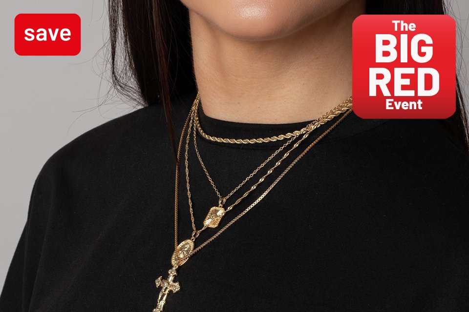 The Big Red Event. Save on selected jewellery and watches this Big Red using codes RED30.