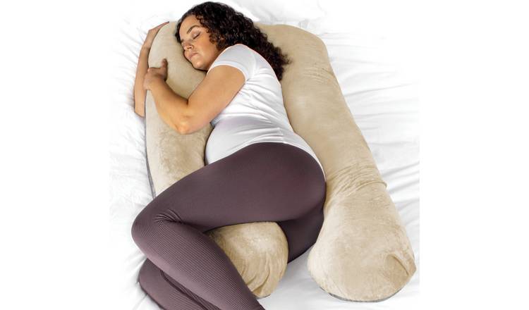 Aamira U Shape Memory Foam Pregnancy Pillow 130cm - Cream & Grey