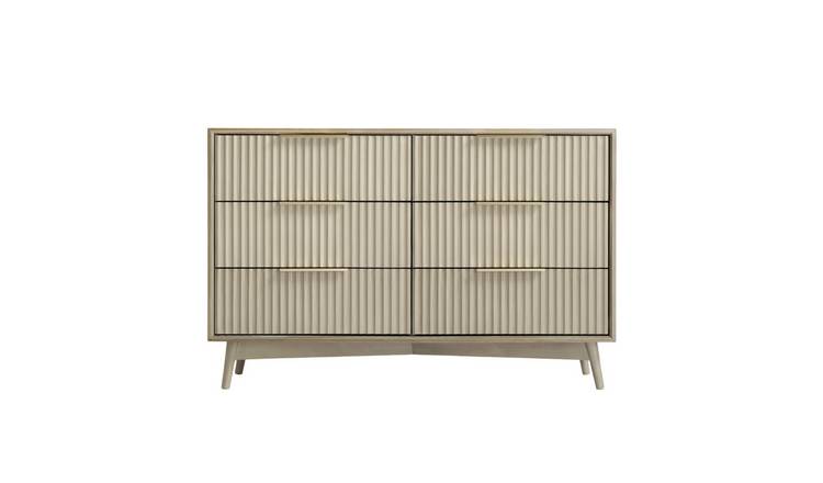 HomeGardenDirect Monza Fluted 6 Chest of Drawer with Fluted Front - Pale Ash