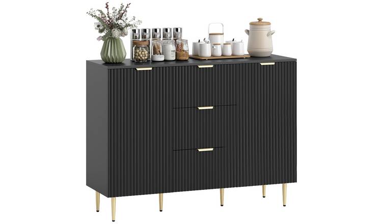 HOMCOM 2 Door Storage Sideboard with Metal Legs - Black