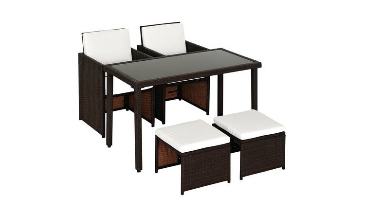 Outsunny 2 Seater Rattan Cube Garden Furniture Set - Brown