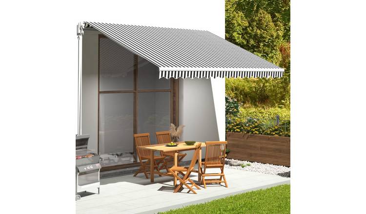 Walplus Polyester Awning Replacement Fabric - Anthracite and White - 450 x 350 c