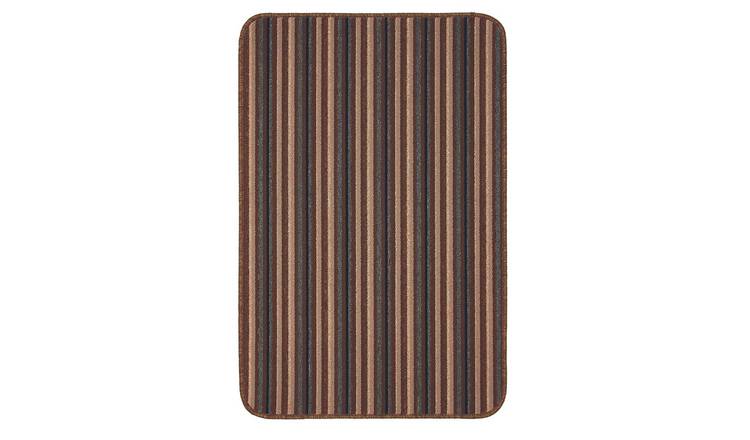The Rugs Terracotta Striped Washable Nonslip Rug - 100 x 150cm