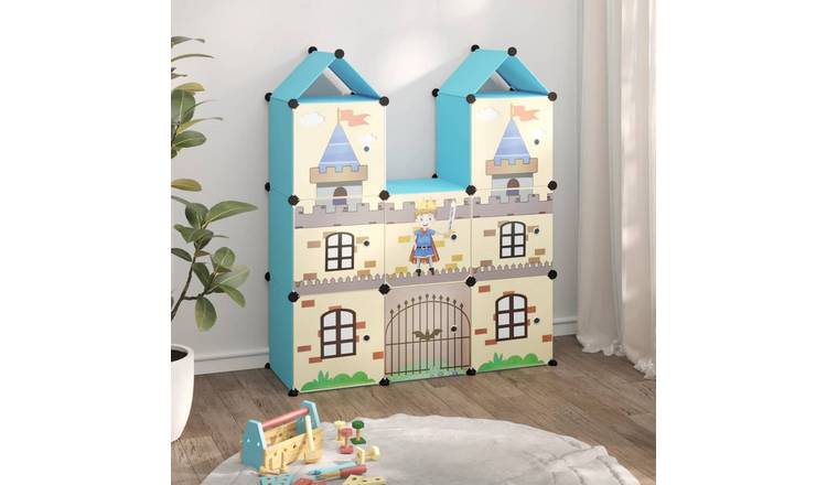 Walplus 8-Cube Plastic Storage Cube Organiser - Blue - 109.5 x 36.5 x 127 cm