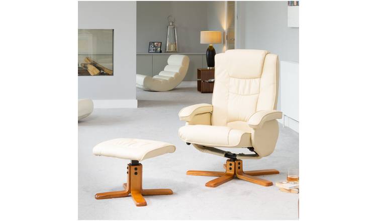 Artemis Home Severn Swivel Recliner Chair and Stool - Cream