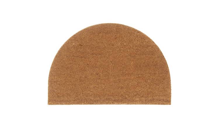 Walplus 16mm Thick Half Round Coir Door Mat - Natural - 60 x 90 cm