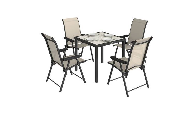 Outsunny 4 Seater Wooden Foldable Outdoor Dining Set - Brown