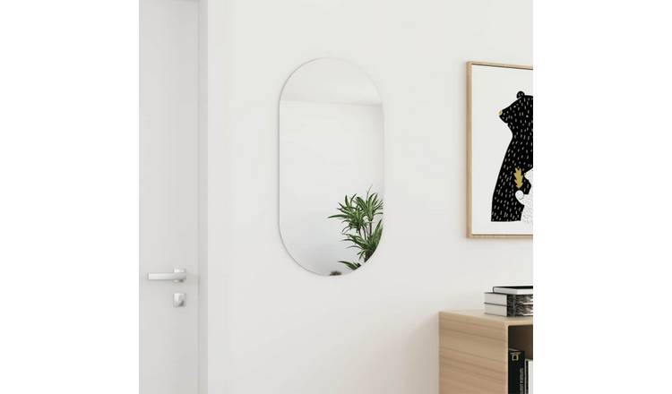 Walplus Rectangular Glass Wall Mirror - White - 80 x 40 cm