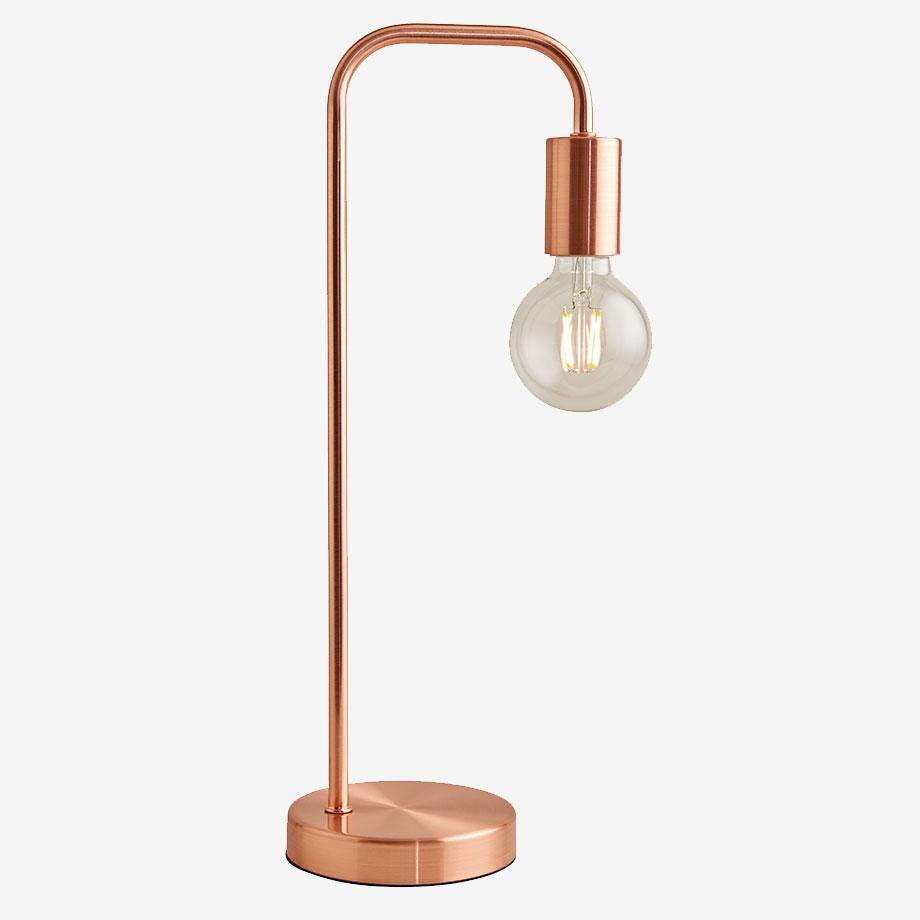 The Raynor rose gold floor lamp and matching table lamp.
