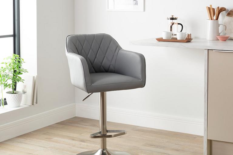 Grey bar stool.