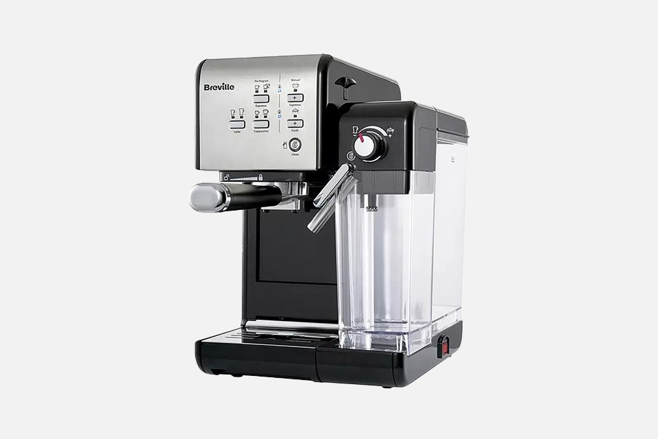 A black Breville VCF107 One-Touch Espresso coffee machine. 