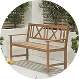 Garden benches and hammocks.