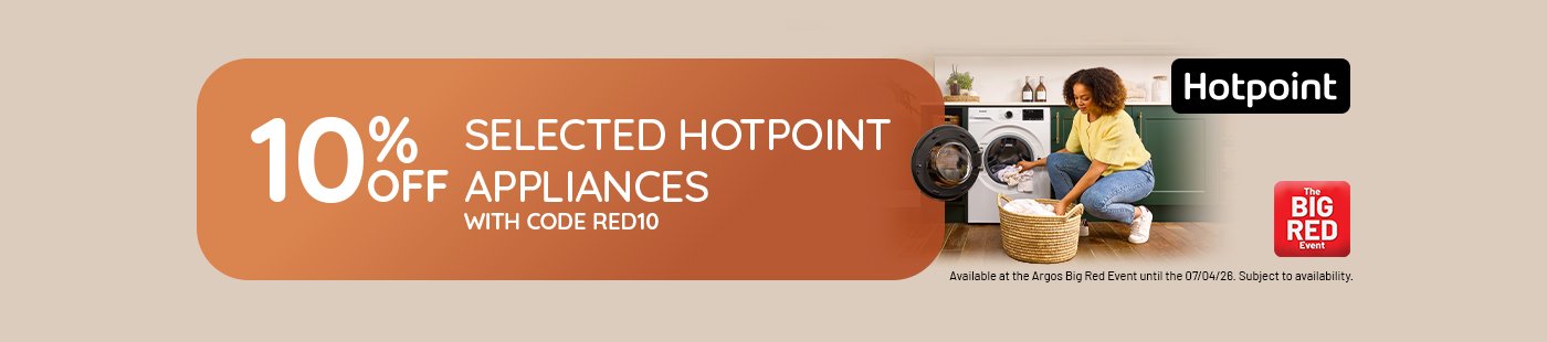 The Big Red Event. 10% off selected Hotpoint appliances with code RED10.