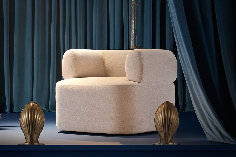 Coralie Fabric Swivel Chair Natural.