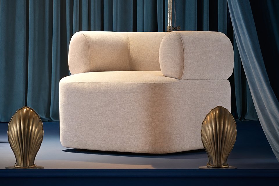 Coralie Fabric Swivel Chair Natural.