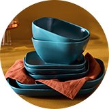 Habitat Matte Square 12 Piece Stoneware Dinner Set - Teal.
