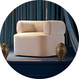 Coralie fabric swivel chair natural.