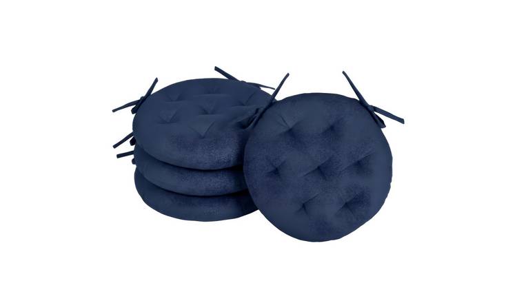 Harbour Housewares Round Seat Pads - 40 x 40cm - Navy - Pack of 4