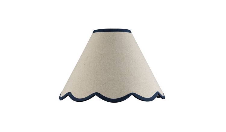 Happy Homewares Midnight Blue Scallop Edge Natural Textured Lampshade - 30cm
