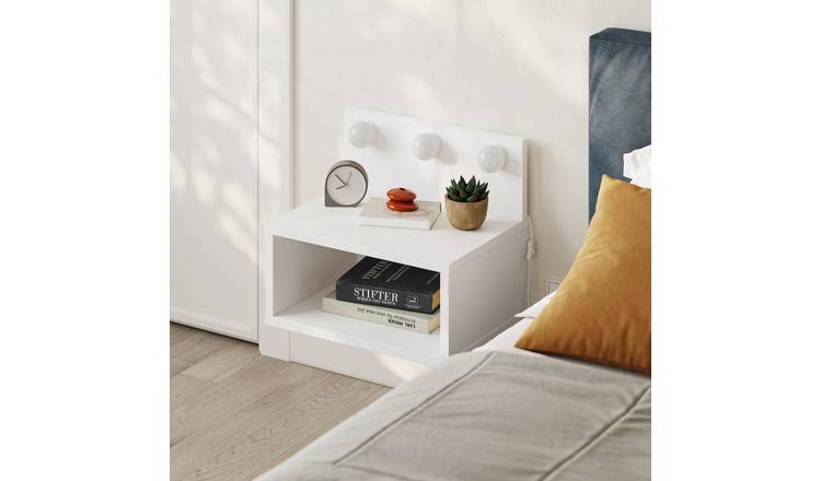 Decortie Treo Particleboard Wall-Mounted Bedside Unit - White