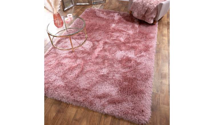 Mega Flooring Pink Shaggy Plain Rug - 80 x 150cm