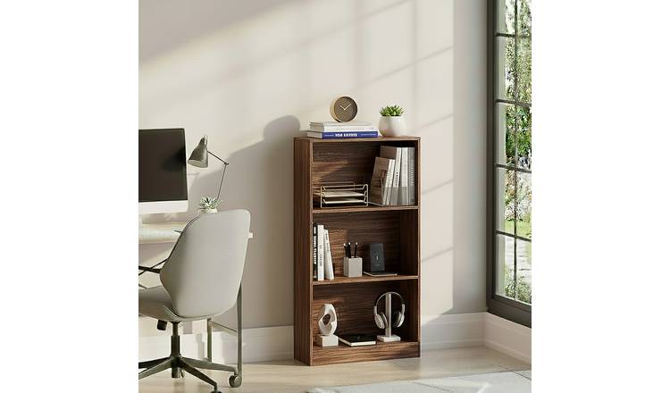 Vida Designs Cambridge 3 Tier Medium Freestanding Bookcase - Walnut