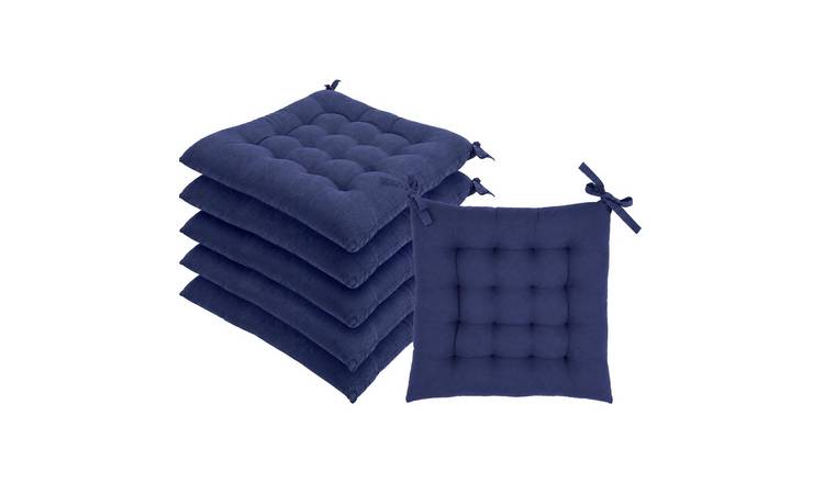Harbour Housewares Square Seat Pads - 40 x 40 x 5cm - Navy - Pack of 6