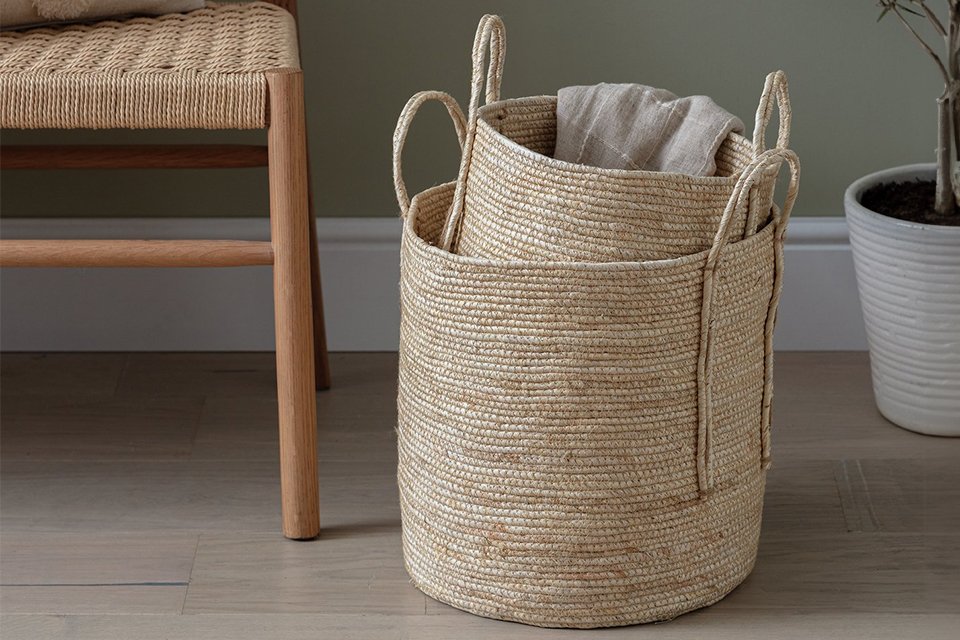 Baskets for wardrobe storage.