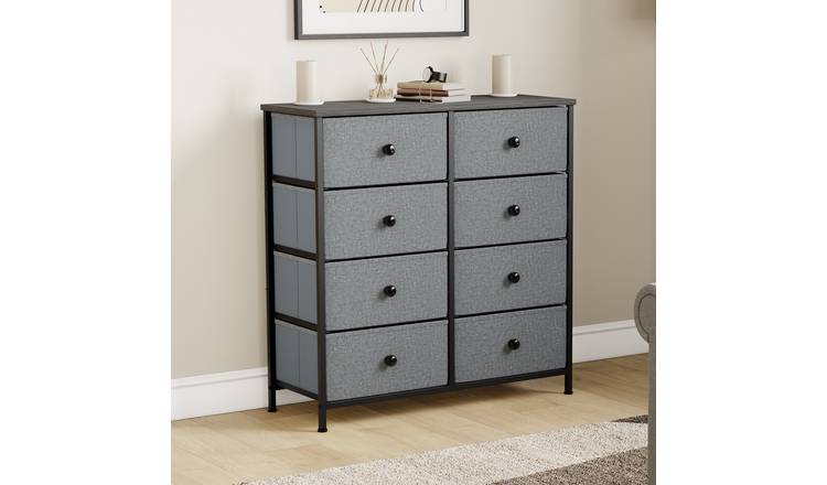 Vida Designs Chorley 8 Drawer Fabric Drawer Chest - Grey & Black