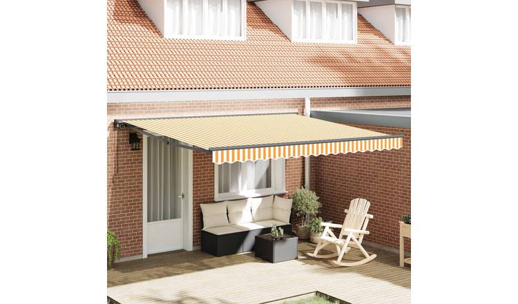 Walplus Polyester Awning Frame - Yellow and White - 400 x 300 cm