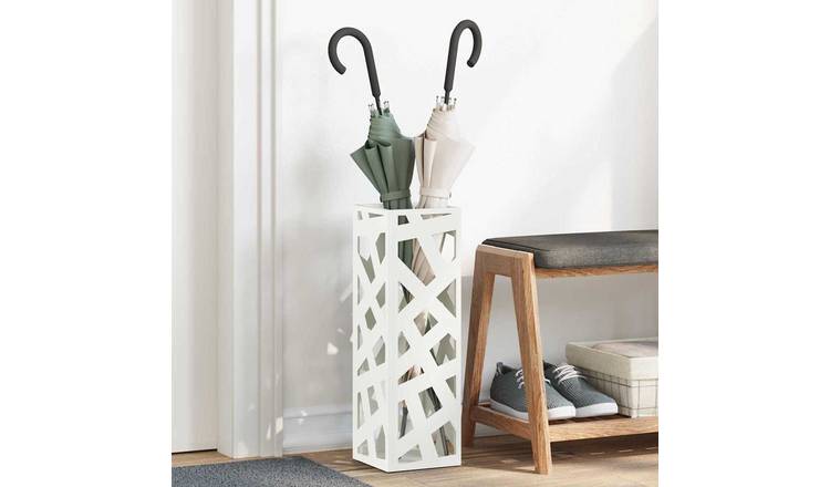 Walplus Umbrella Stand with Hallow Storage Metal - White - 15.5 x 15.5 x 49 cm