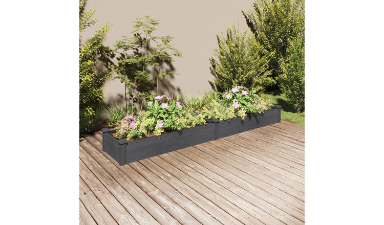 Walplus Firwood Raised Garden Bed - Grey - 240 x 45 x 25 cm