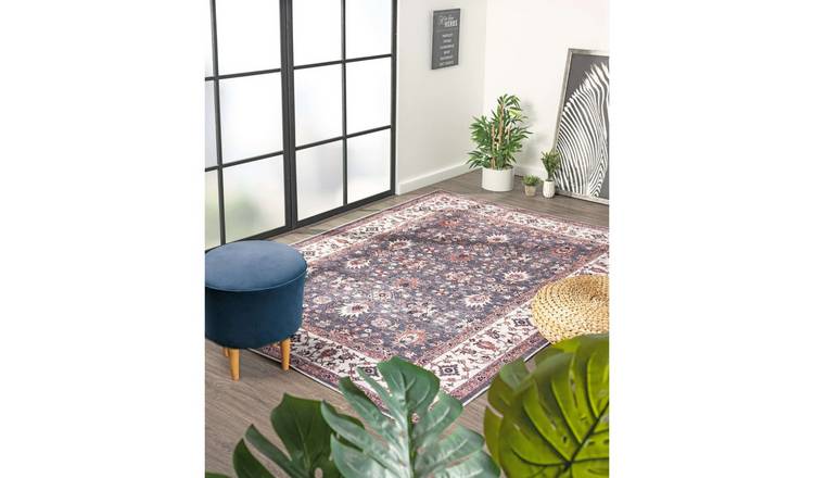 The Rugs Dark Grey Yasmin Persian Washable Classic Rug - 120 x 170cm