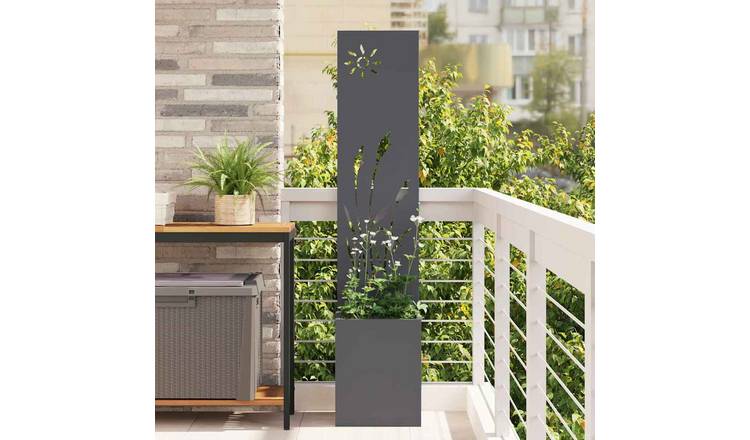 Walplus Sun Pattern Garden Privacy Screen - Anthracite - 32 x 32 x 150 cm