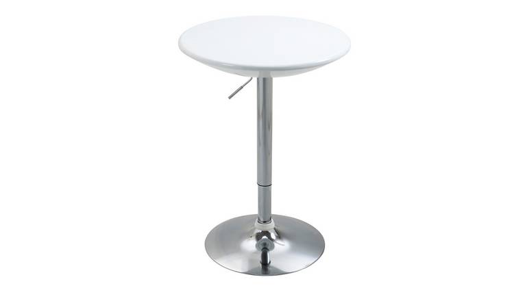 HOMCOM Modern Round Bar Table with Silver Steel Leg and Base - White