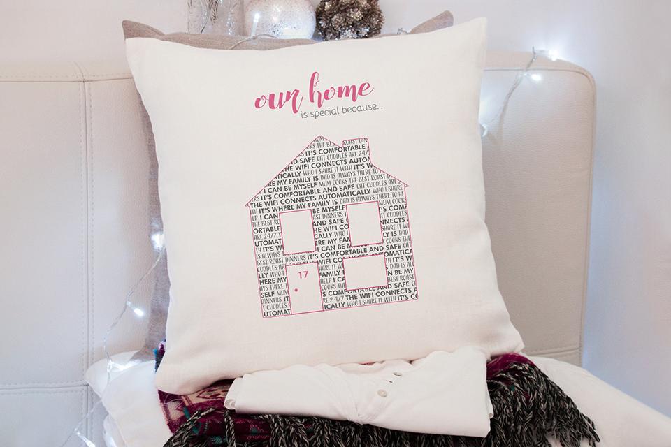 A personalised cushion.