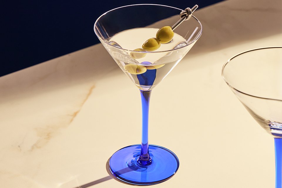 Habitat Blue Stem Set of 4 Martini Glasses.