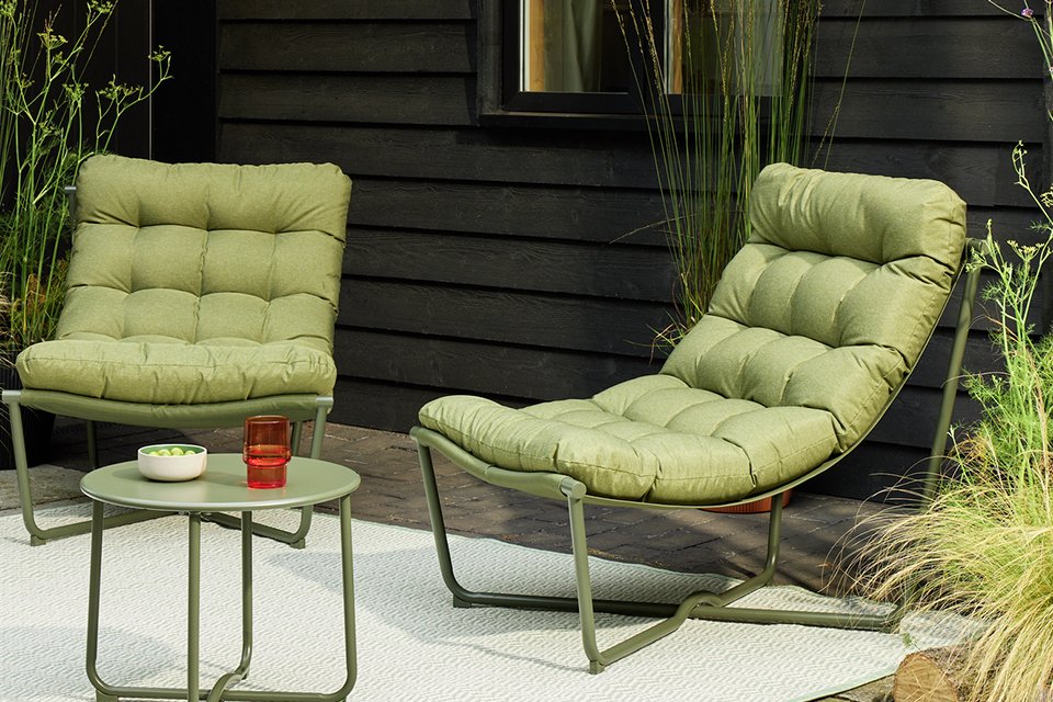 Habitat Scoop 2 Seater Metal Garden Bistro Set - Green.