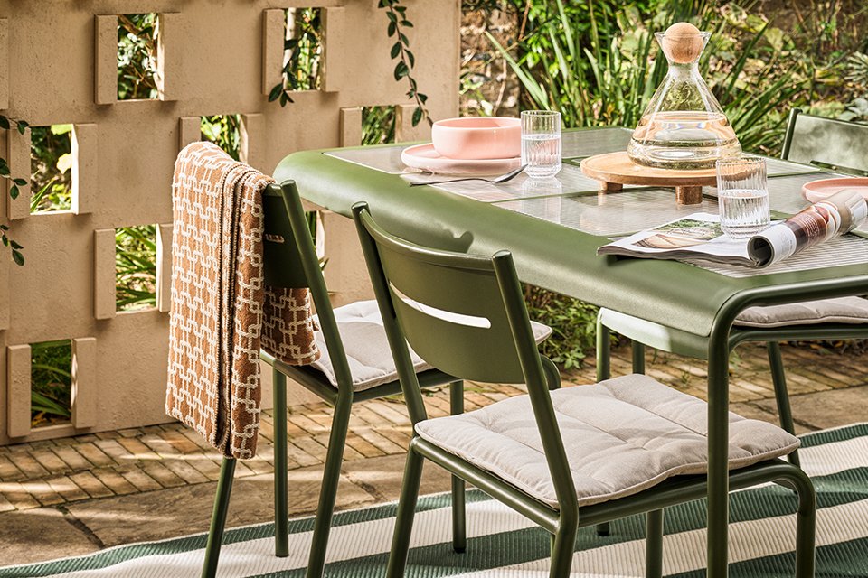 Habitat Scandi 6 Seater Metal Patio Set - Green.