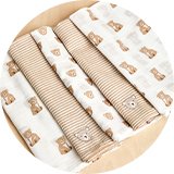 JOJO MAMAN BÉBÉ 5 Pack Bear Embroidered Muslins One Size.