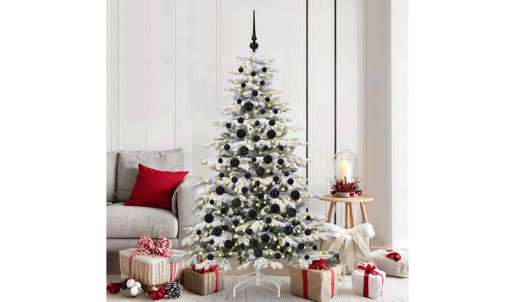 Walplus Pack of 120 Christmas Bauble Set with 300 LEDs - Black - 6 x 6 x 27 cm