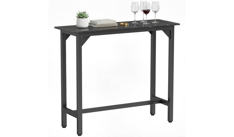 HOMCOM Rectangular Bar Table with Wood-Effect Finish - Black