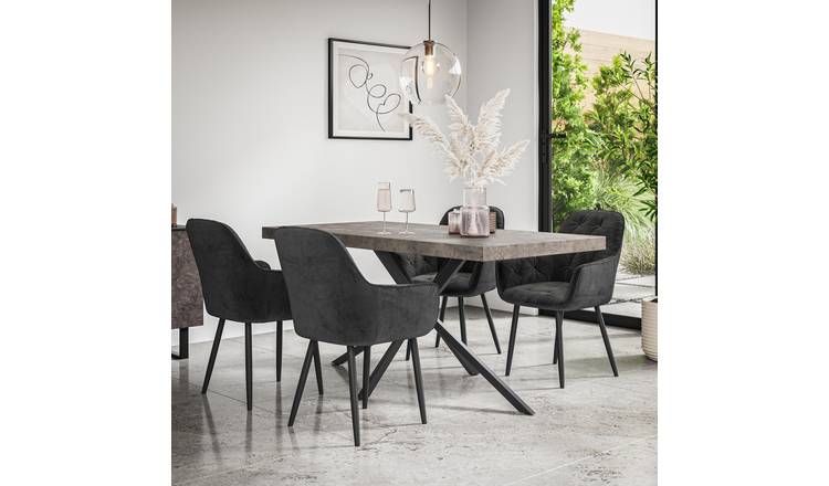 Furniture Online Donni Anika Concrete Effect Dining Table & 4 Black Chairs