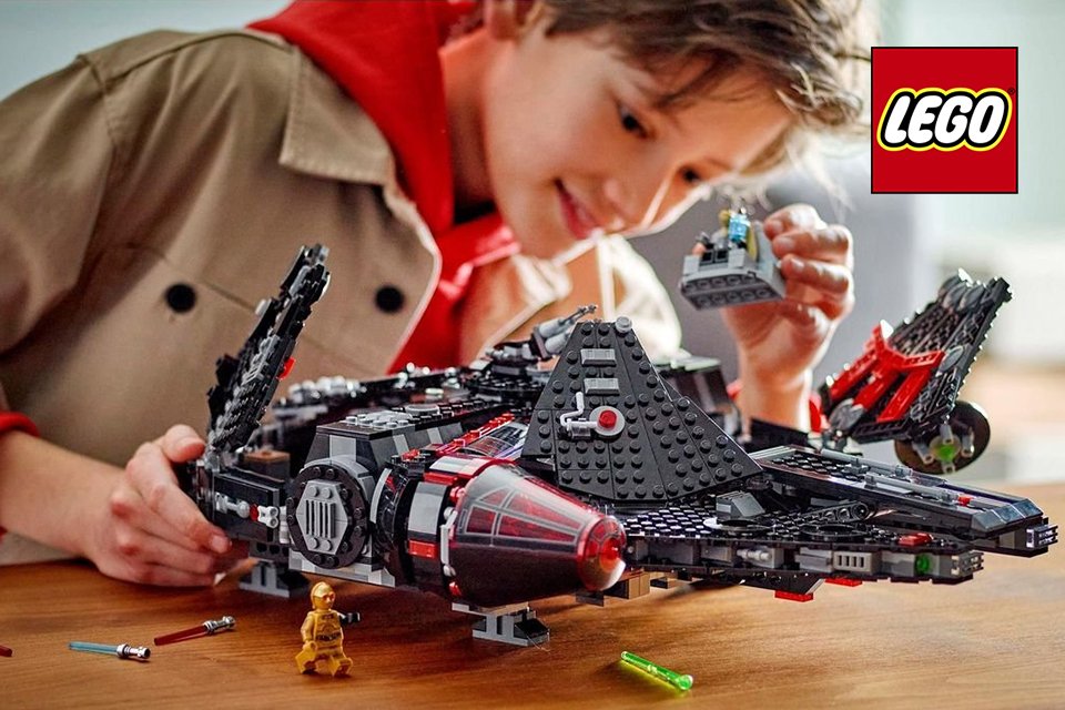 lego death star being built by boy